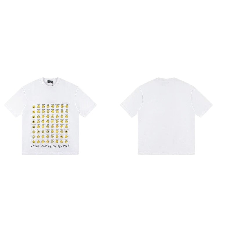 Balenciaga Smiley Face Printed Street Style White T-shirt