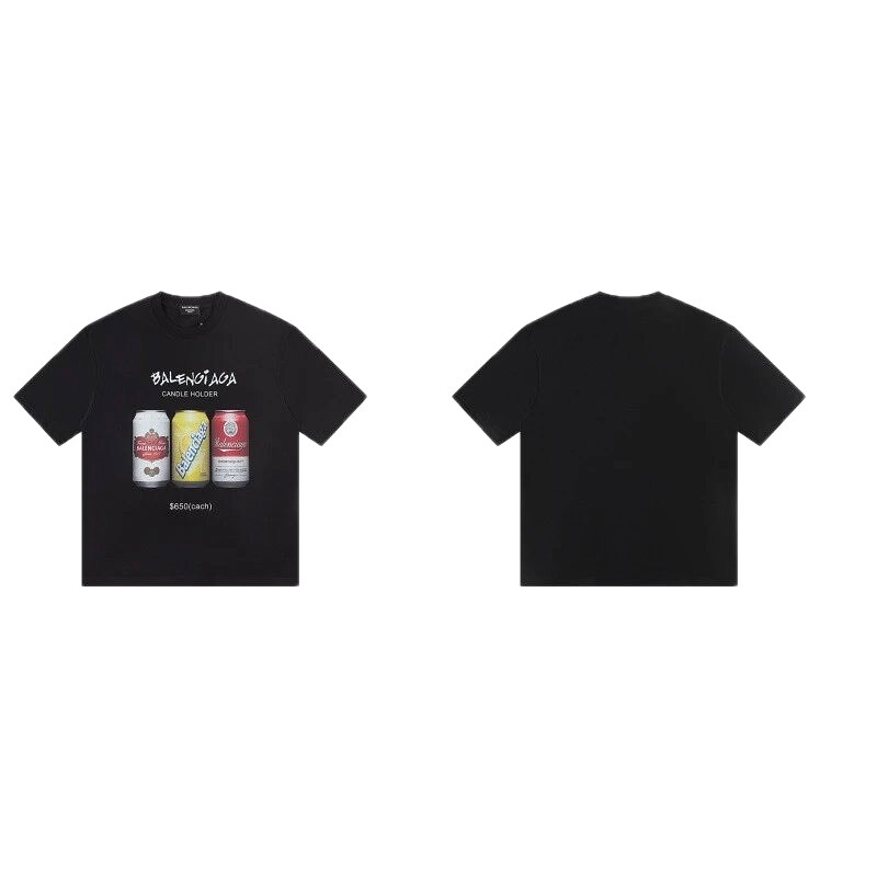 Balenciaga Street Style Black T-shirt with Coca-Cola Print