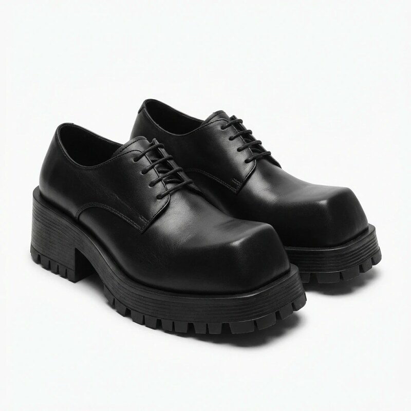Balenciaga thick-soled British-style leather shoes