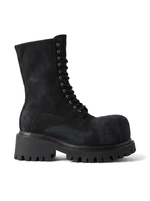 Balenciaga thick-soled work-style black boots
