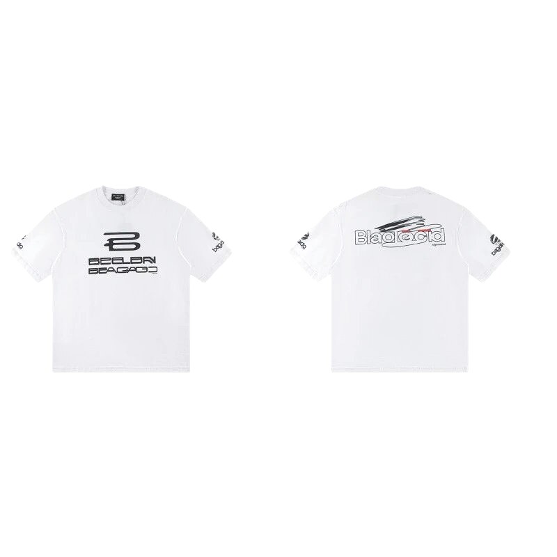 Balenciaga Trendy Racing Print White T-Shirt