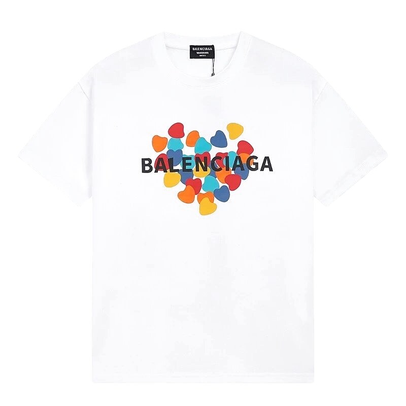 Balenciaga White T-shirt with Heart Print