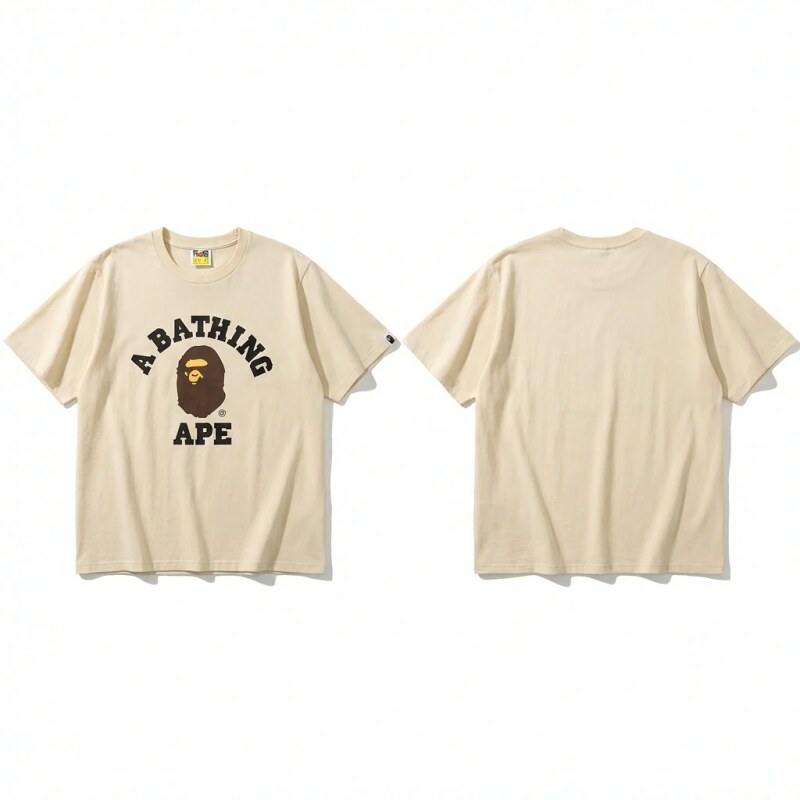 Bape Ape Head Minimalist Style Beige T-shirt