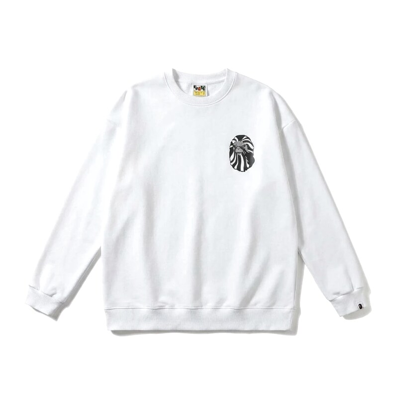 Bape Ape Head Minimalist Style White Sweatshirt