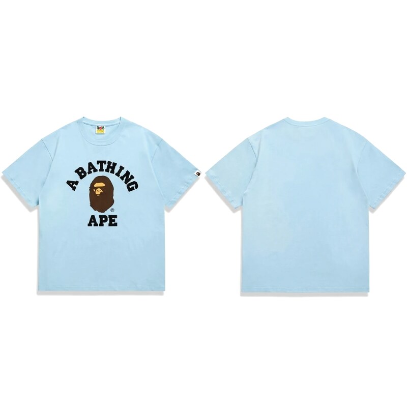 Bape Ape Head Simple Style Light Blue T-shirt