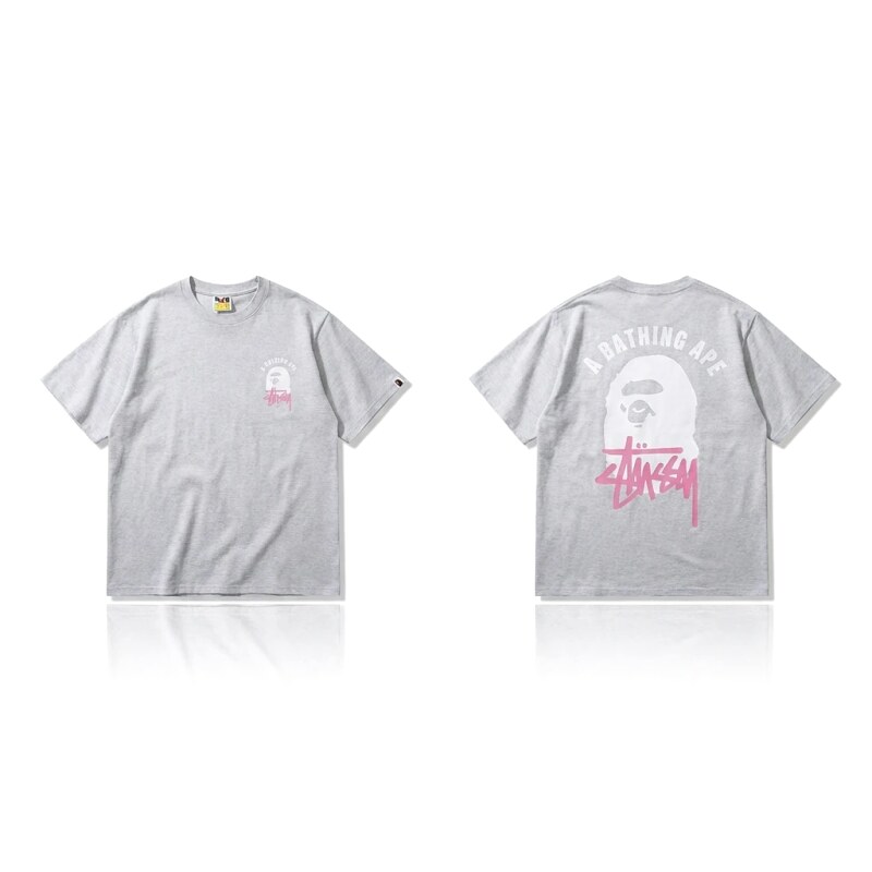 Bape Ape Head Trendy and Cool Style Gray T-shirt