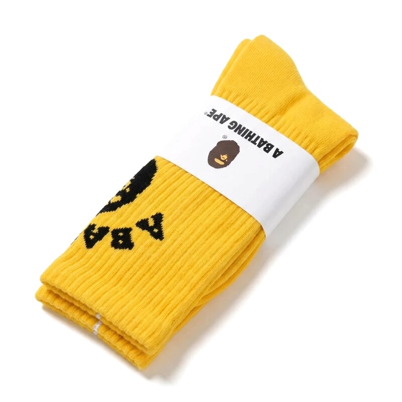 Bape Ape Head trendy brand yellow socks