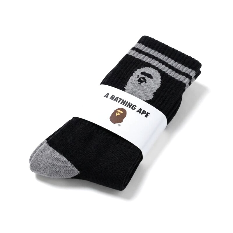 Bape Ape Head Trendy Cool Black and Grey Socks