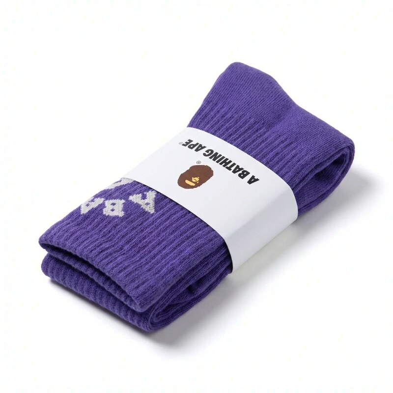 Bape Ape Man trendy brand purple socks