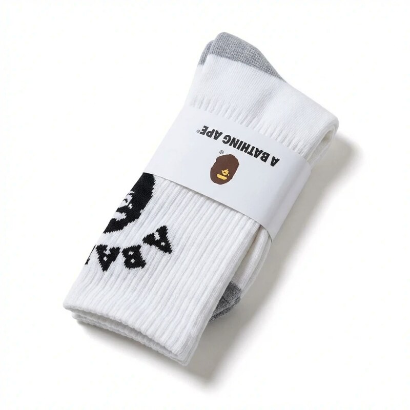 Bape Ape Man trendy brand white socks