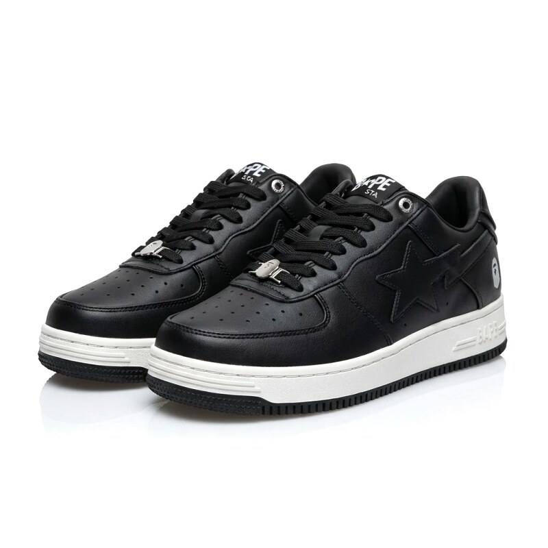 Bape black and white trendy sneakers.