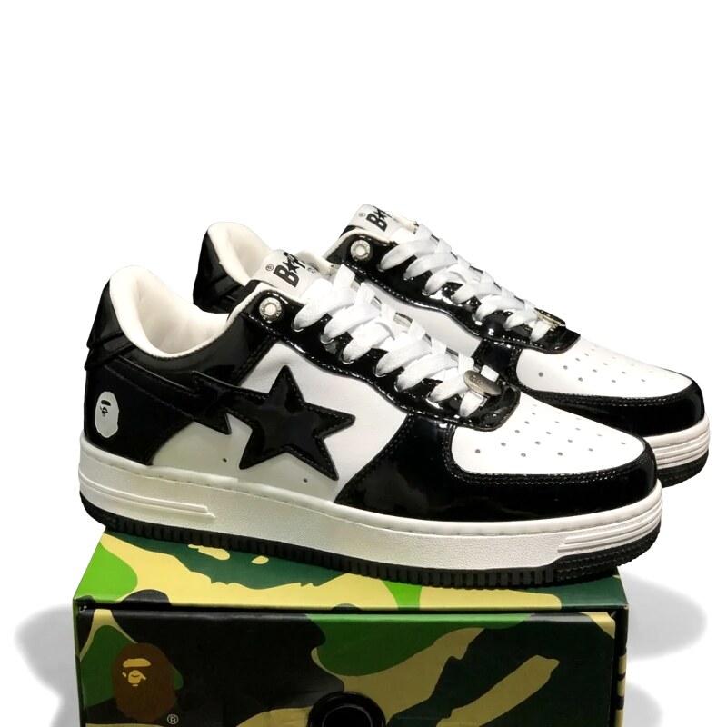 Bape black and white trendy wind board shoes