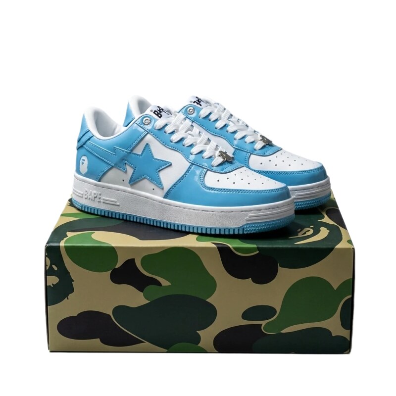 Bape blue and white color - blocking casual shoes