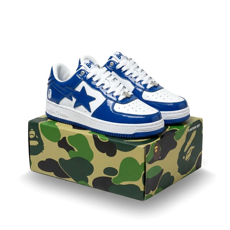 Bape Blue and White Trendy Sports Shoes