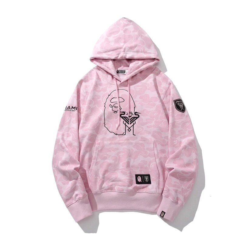 Bape camouflage-style pink hoodie