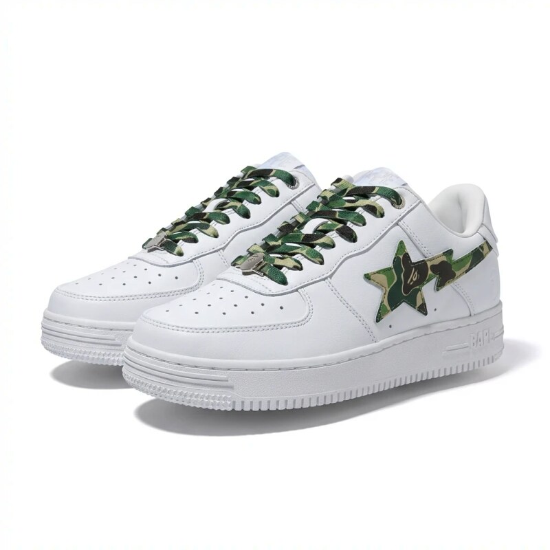 Bape camouflage-style white canvas shoes