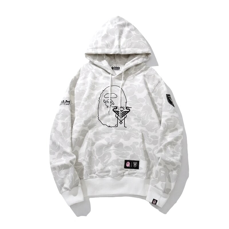Bape camouflage style white hoodie
