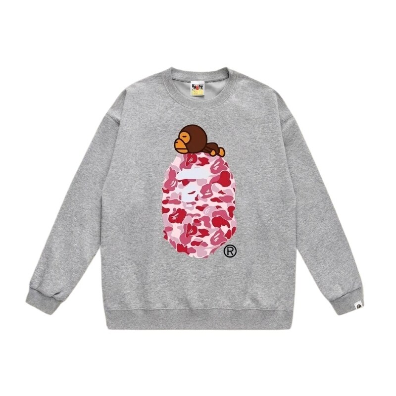 Bape cartoon camouflage style gray sweatshirt