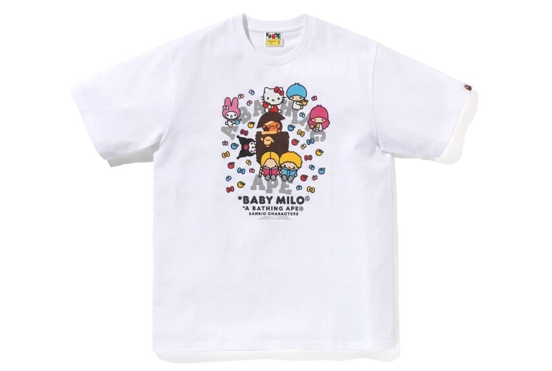 Bape cartoon - printed white T - shirt