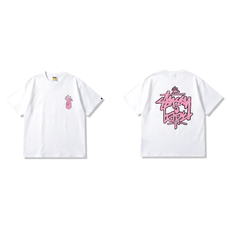 Bape Co-branded Pink Trendy T-shirt