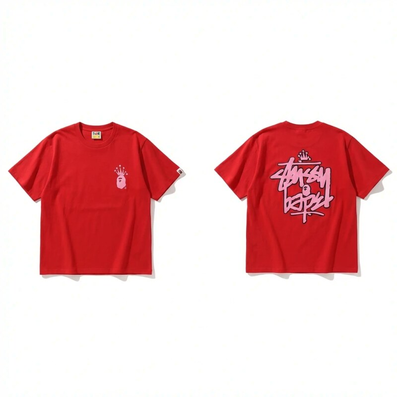 Bape Crown Series Red Trendy T-shirt