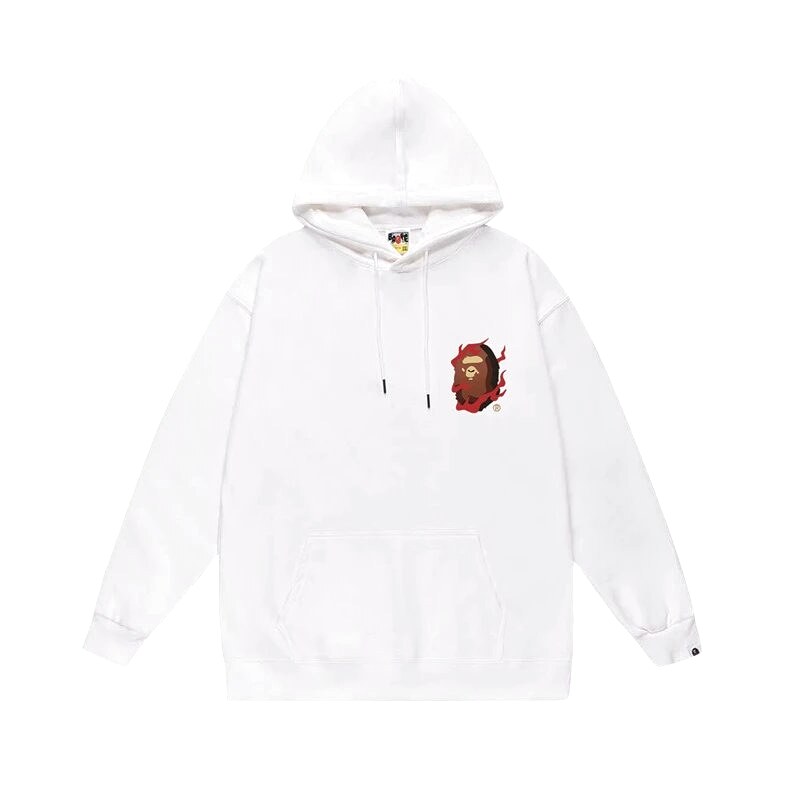 Bape Flame Ape Head White Sweatshirt
