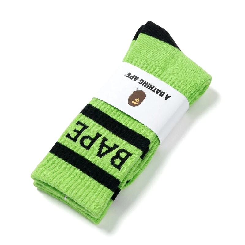 Bape fluorescent green trendy socks