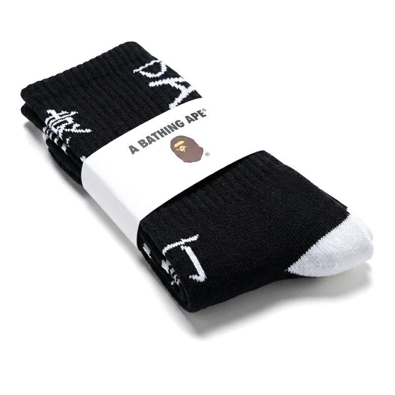 Bape letter-style black socks