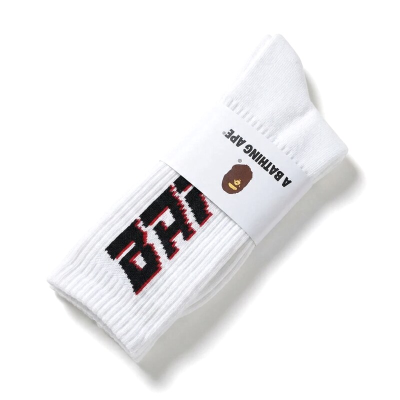 Bape letter trendy brand white socks