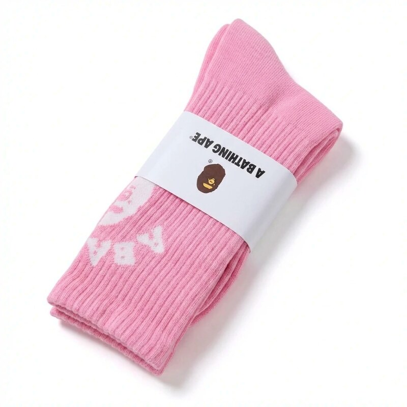 Bape minimalist style pink socks