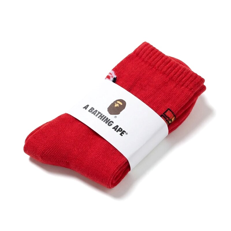 Bape red trendy socks