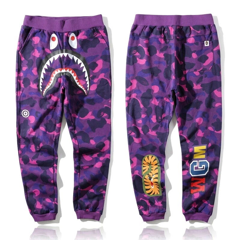 Bape Shark Camouflage Style Purple Pants