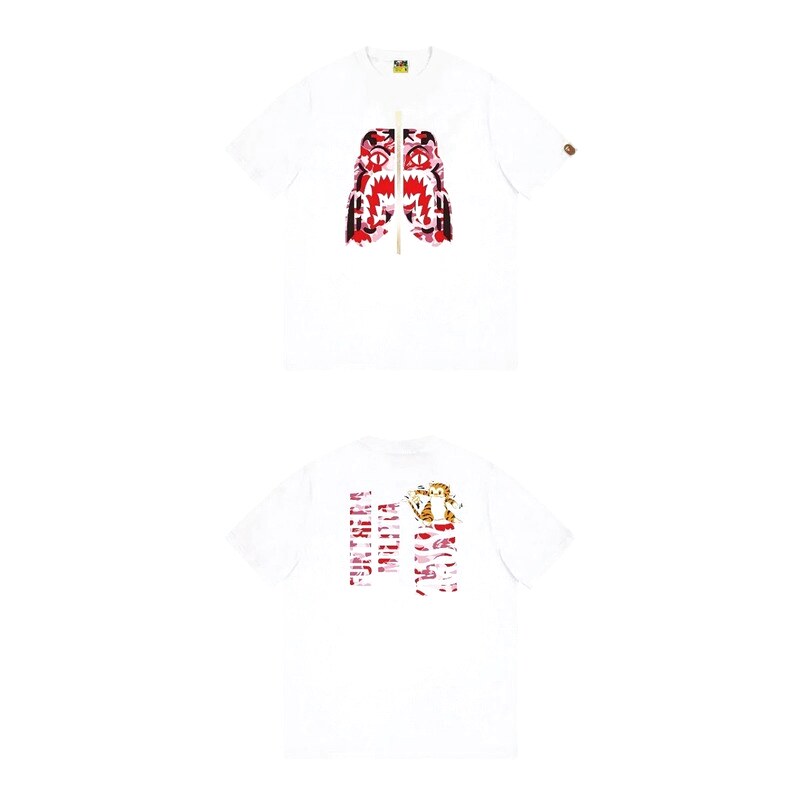Bape Shark Camouflage Style White T-shirt
