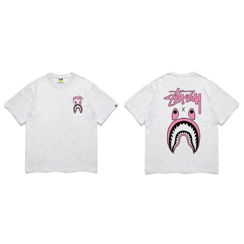 Bape Shark Co-branded Light Grey T-shirt