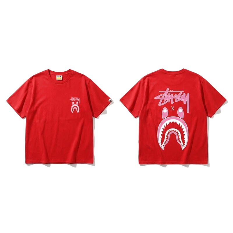 Bape Shark Co-branded Red T-shirt