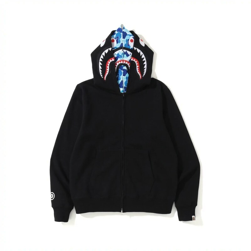 Bape Shark Head Print Black Hoodie