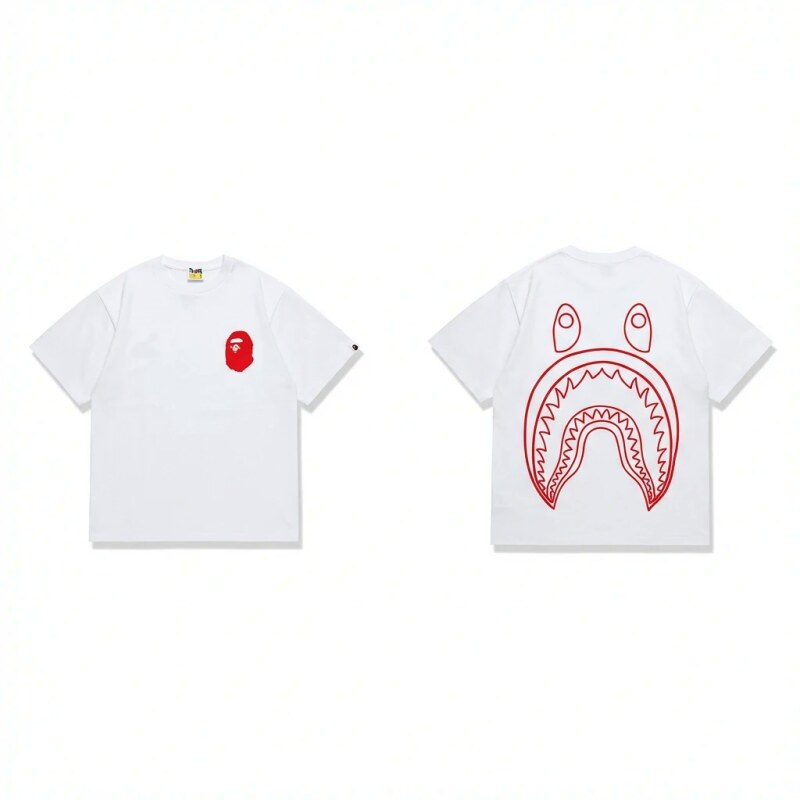Bape Shark Head Trendy Brand White T-shirt