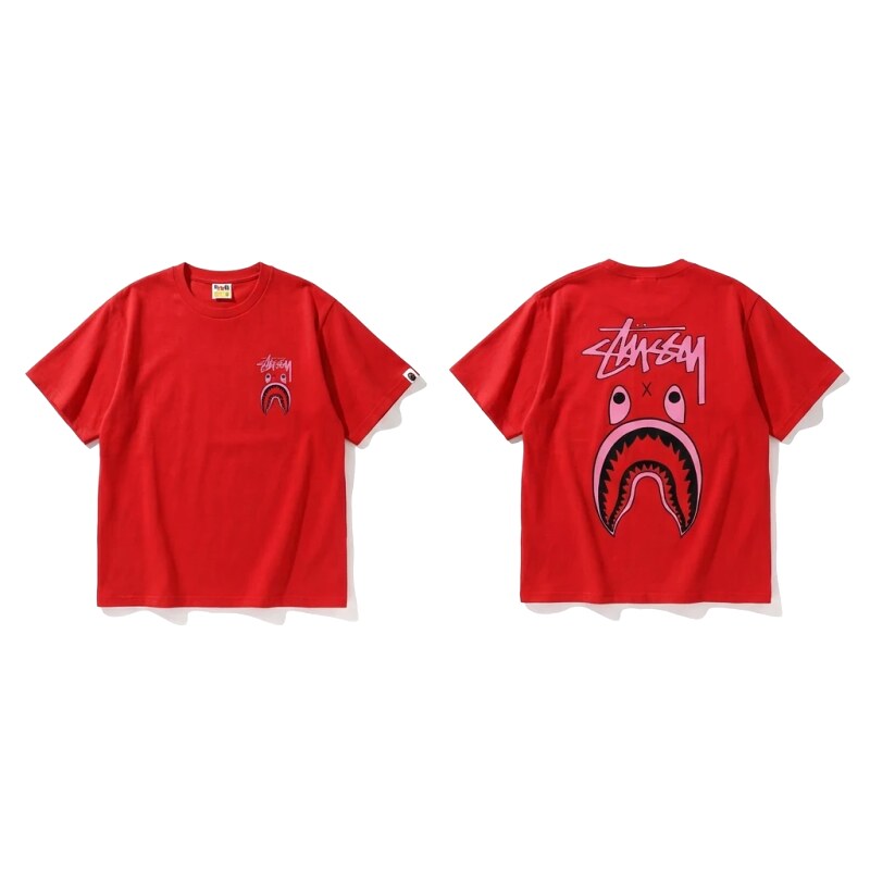 Bape Shark Series Red Trendy T - shirt.