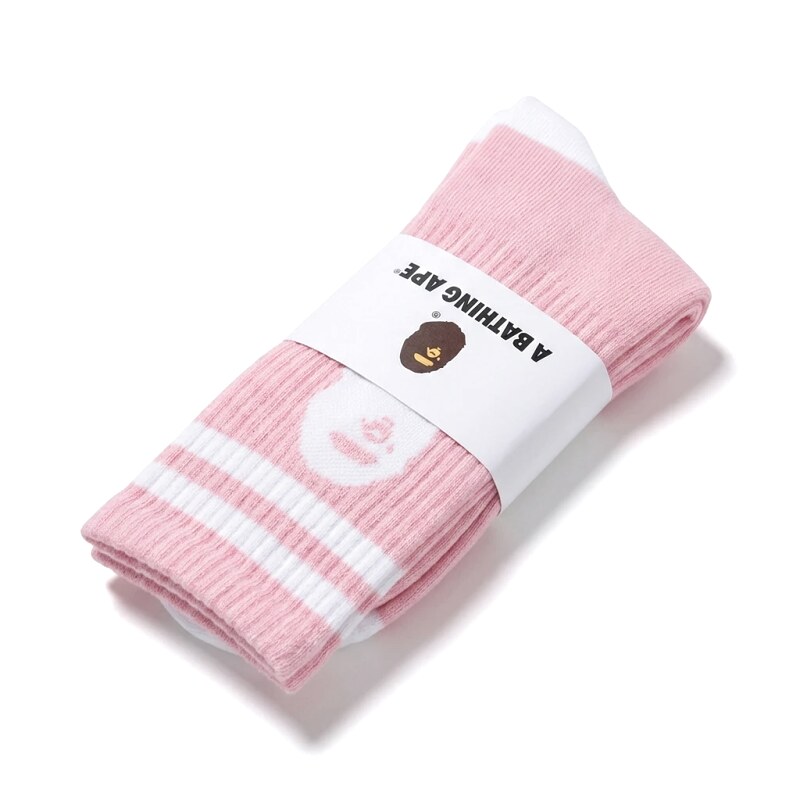 Bape striped cute style pink socks