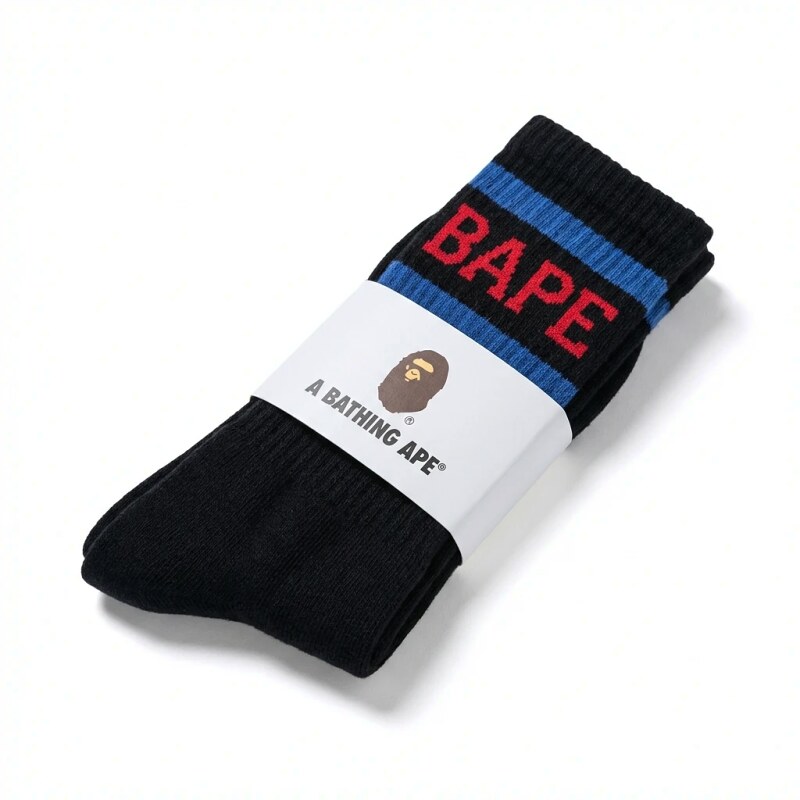 Bape striped trendy socks in black style
