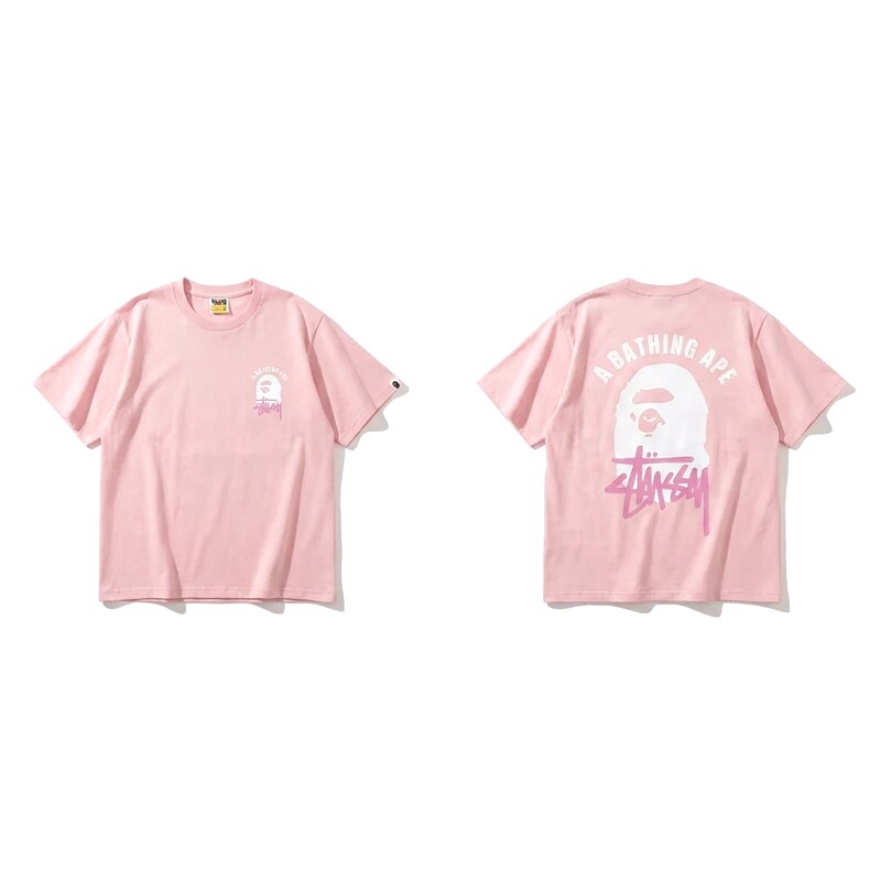 Bape trendy brand pink T-shirt