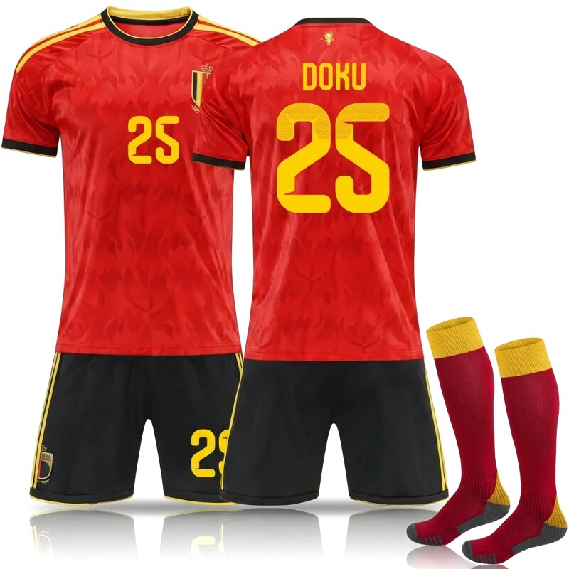 Belgian DOKU series red football uniforms