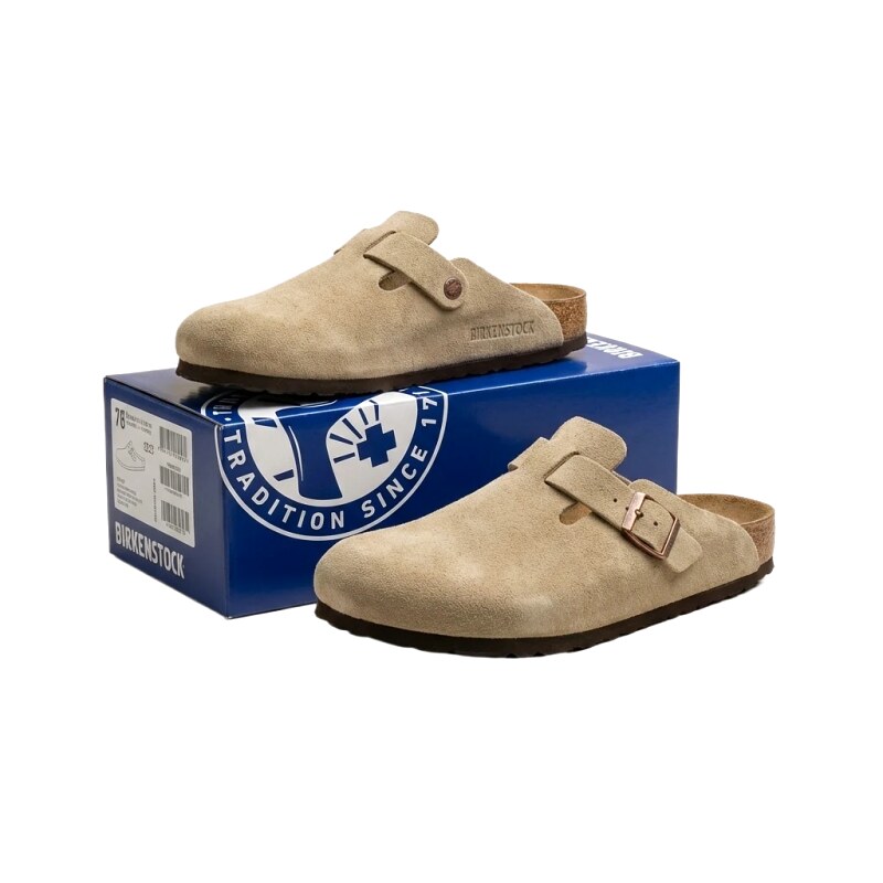 BIRKENSTOCK classic retro-style beige slippers