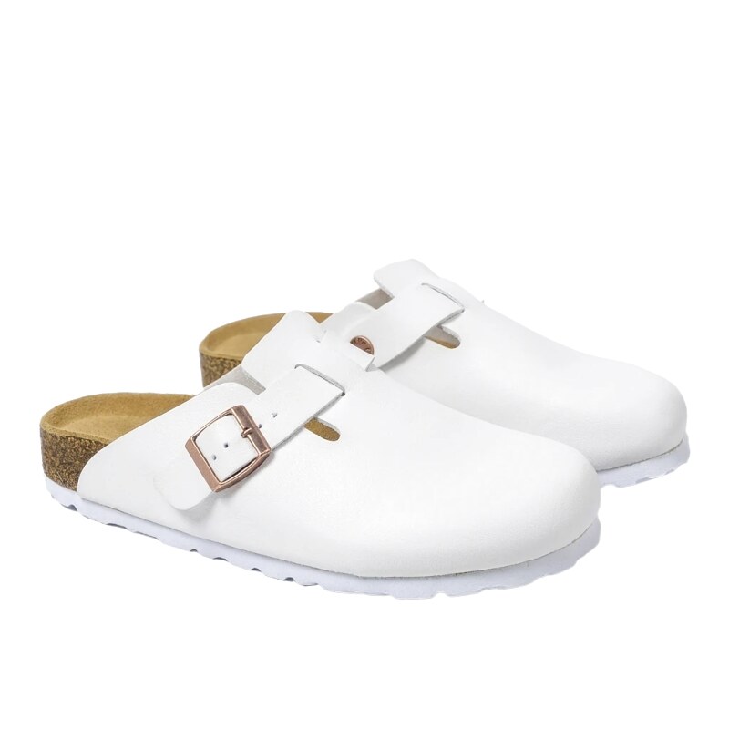 BIRKENSTOCK minimalist style white mule shoes