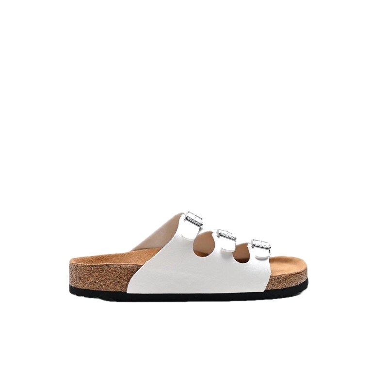 BIRKENSTOCK Three-Buckle Casual White Slide Sandals