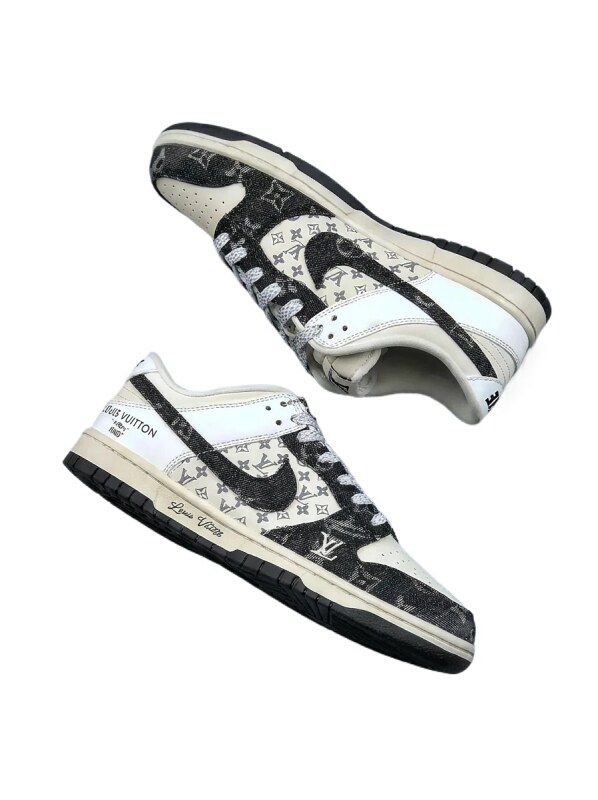 Black and White Trendy Shoes of Nike LV Co-branded Style