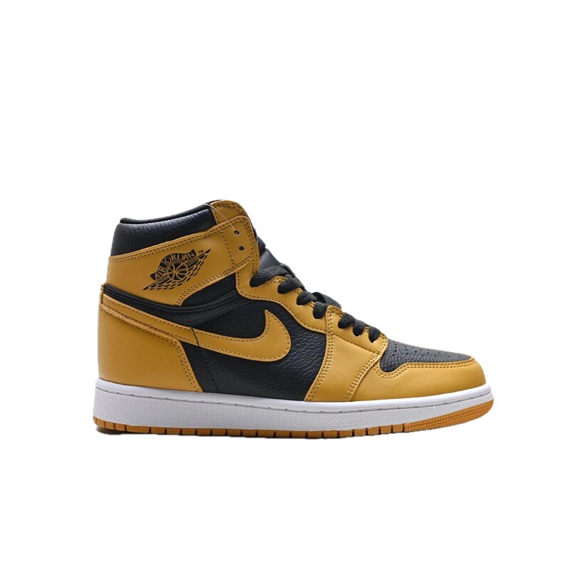 Black and yellow high-top Jordan sneakers