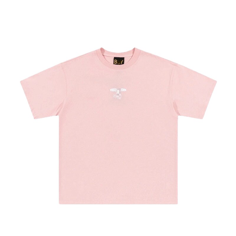 BOY Wing Print Street-style Pink Short Sleeve T-Shirt
