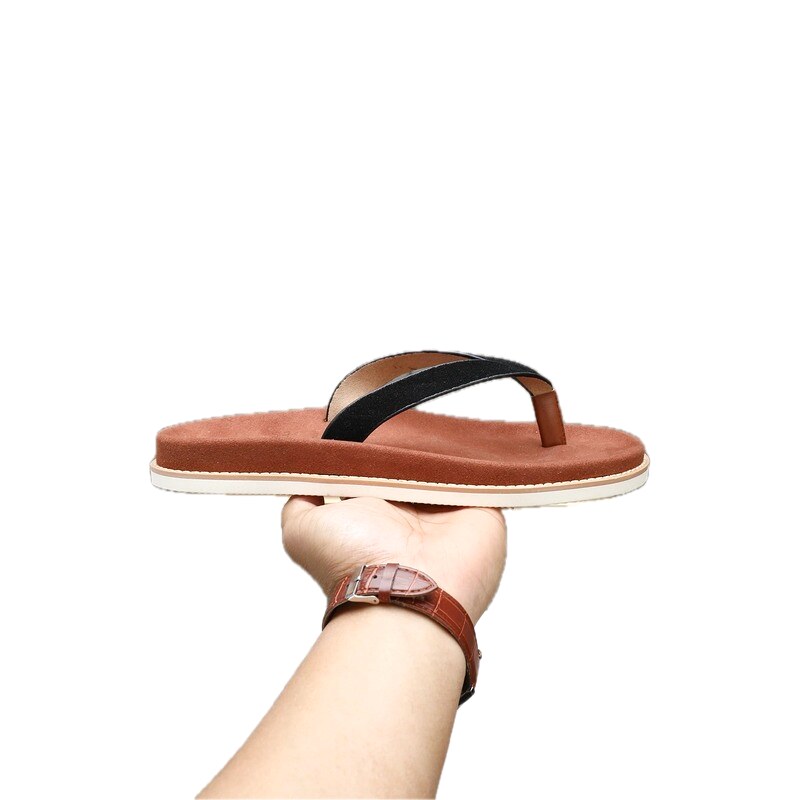 Brunello Cucinelli Casual Style Brown and Black Color-block Flip-flops