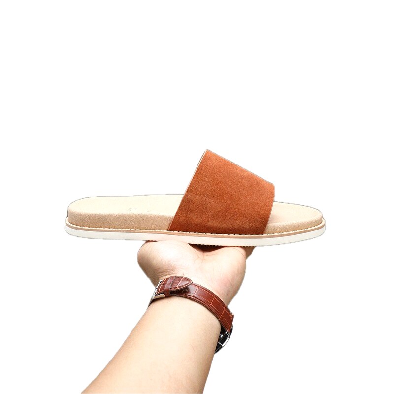 Brunello Cucinelli Minimalist Casual Caramel Slide Sandals
